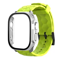 Watch Case+Strap For apple watch ULTRA 2 3 49mm 45mm 44mm 41mm 40mm Football Pattern correa Bracelet iwatch 4/5/6/SE/7/8/9 cases