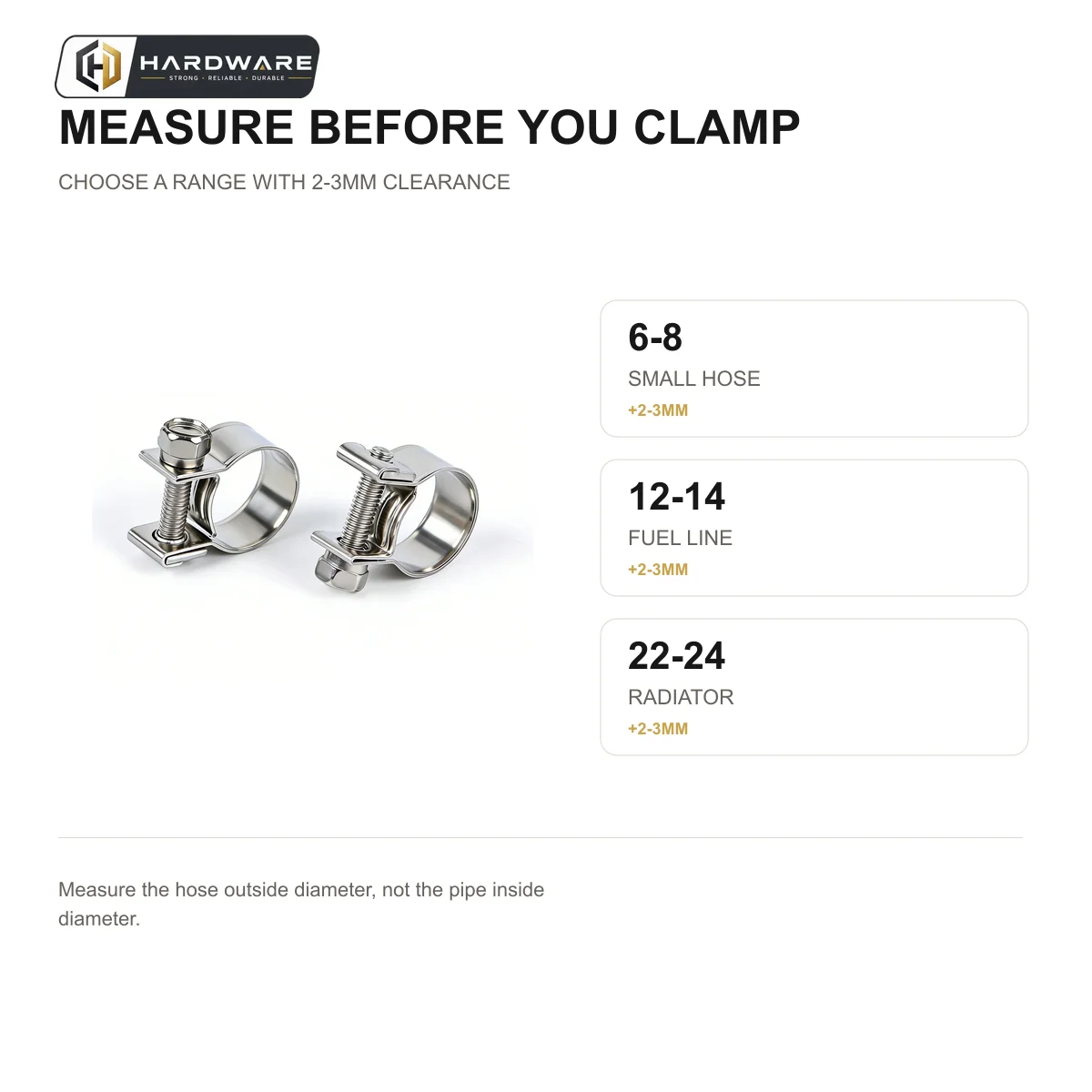 5PCS Adjustable Hose Clamp Carbon Steel Fuel Line Clip 6-24mm Worm Gear Jubilee Clamp Radiator Coolant Pipe