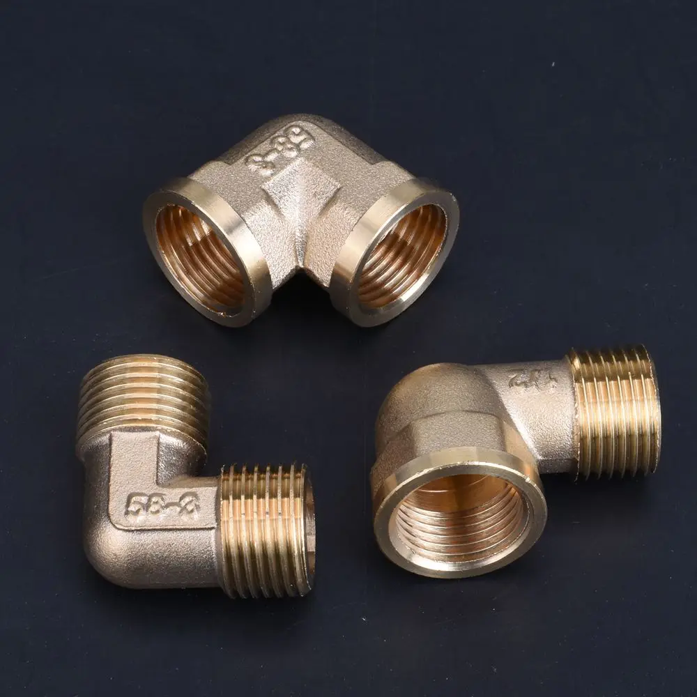 Image of 90-Grad-Winkelstück aus Messing mit gleichem Durchmesser, Verbindungsstück, 1/8" auf 1" Innengewinde-Außengewinde, Wasser-Kraftstoff-Kupfer-Adapter