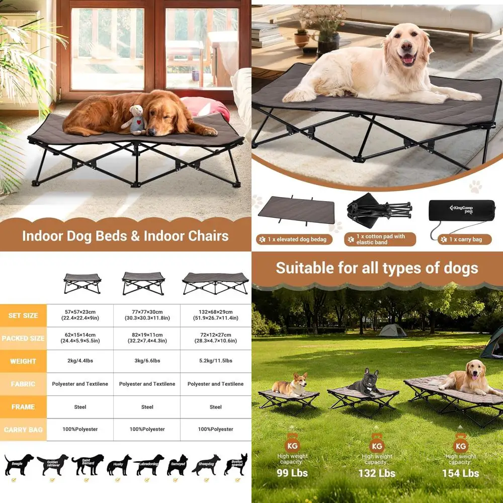 

X-Large Outdoor Cooling Dog Cot with Mesh & Non-Slip Feet for Camping, Backyard, Indoor (Black)