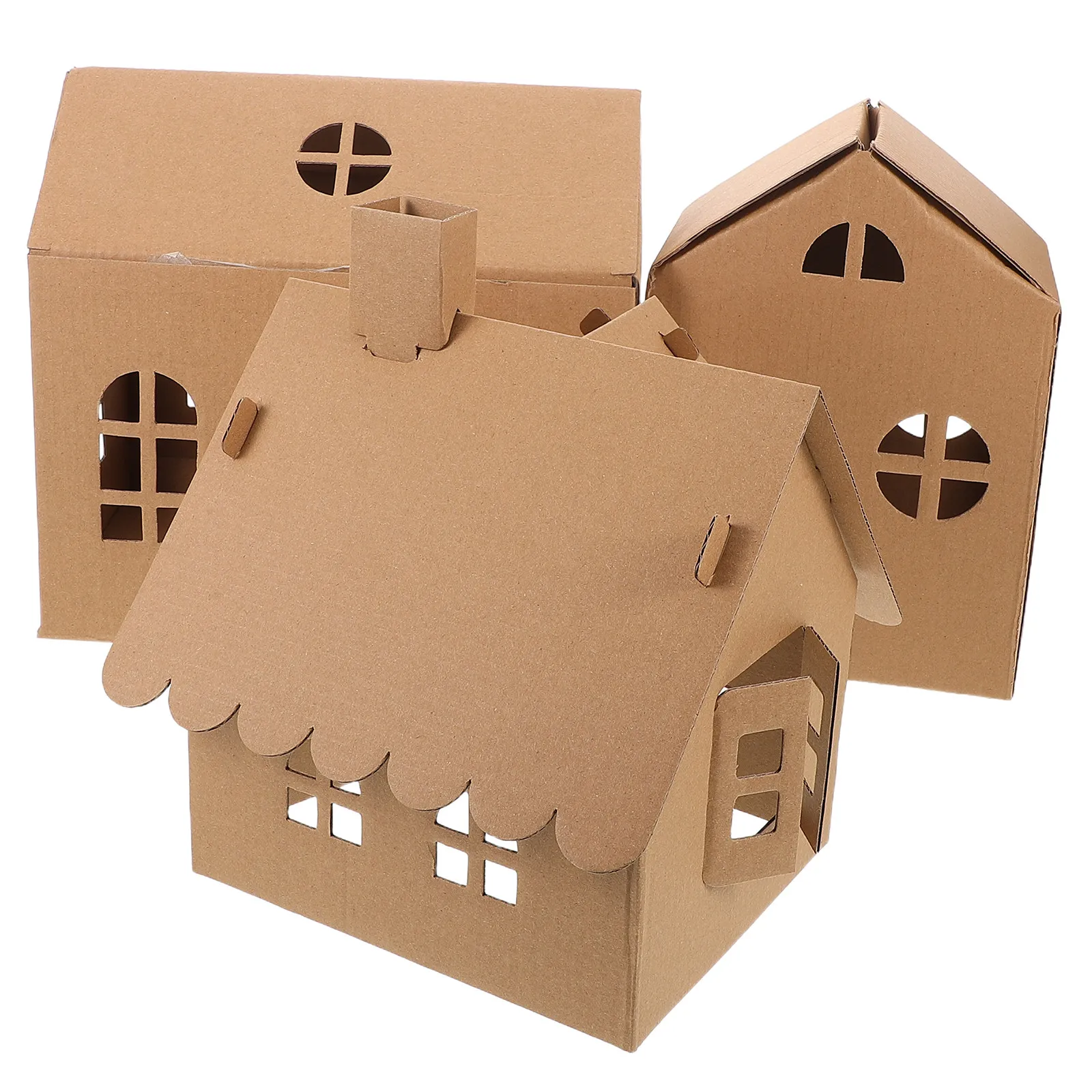 

Набор из 3 миниатюрных домиков для детей: развивающий набор для творчества из картона, легкая сборка, увлекательное раскрашивание