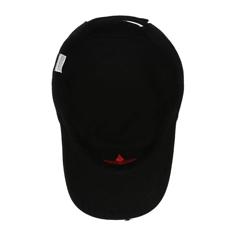 Men's Spring/Summer Red Pentagram Sunscreen Hat Sunshade Red Military Hat National Flag Military Hat Men's Flat Top Baseball Hat - Image 4