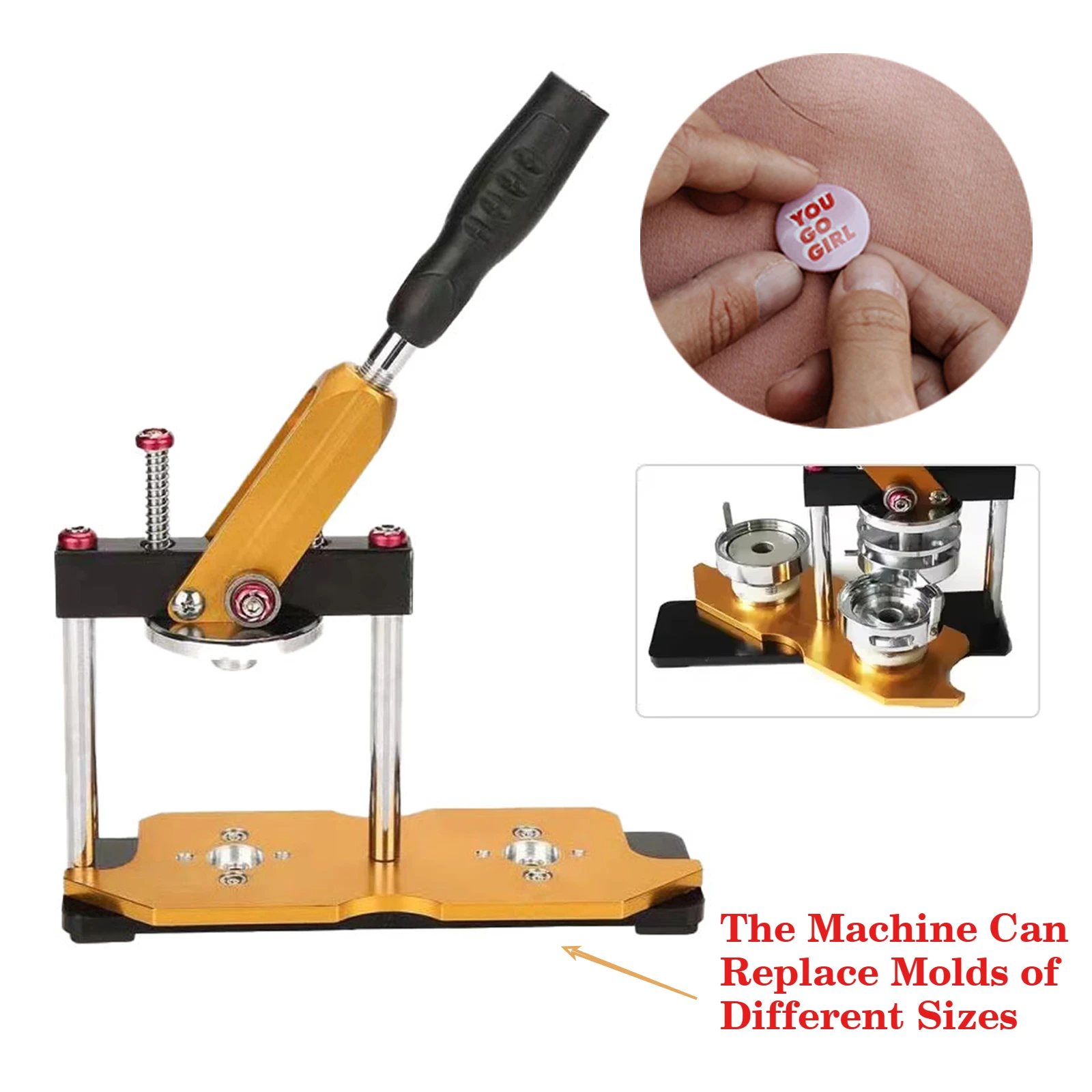 Роторная машина для бейджей без формы для бейджей, вращающаяся кнопка из нержавеющей стали, пресс для изготовления бейджей своими руками на заказ, разные размеры