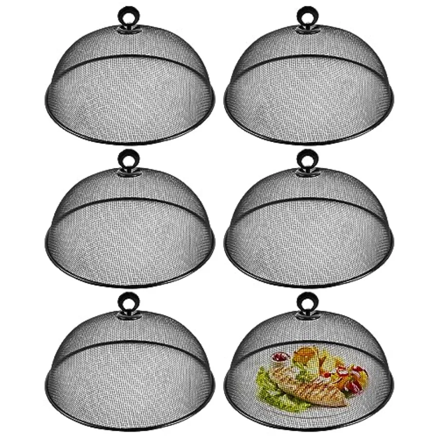 

6 шт. металлическая сетка, крышка для еды, 11-дюймовая сетка, сетчатая крышка для еды, сетка для фруктов, сетка для еды, куполообразные крышки для тарелок для обеденных тарелок, многоразовые