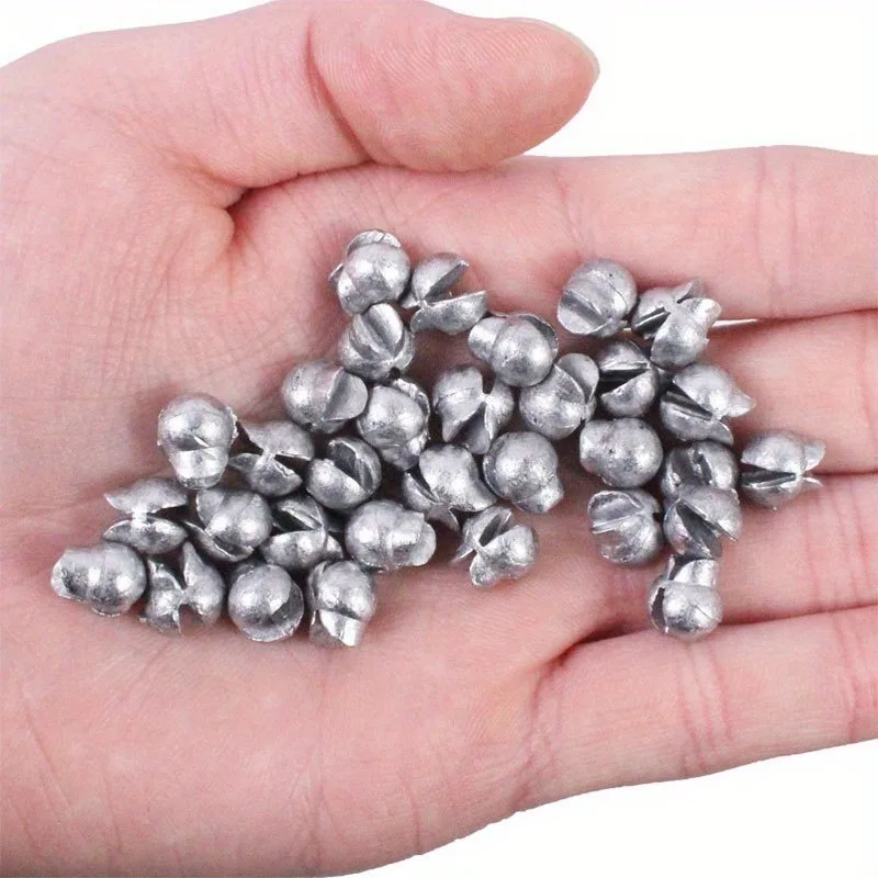 50/100pcs 5 Sizes Fishing Weights Kit Split Shot Sinkers Round Removable Fishing Sinkers