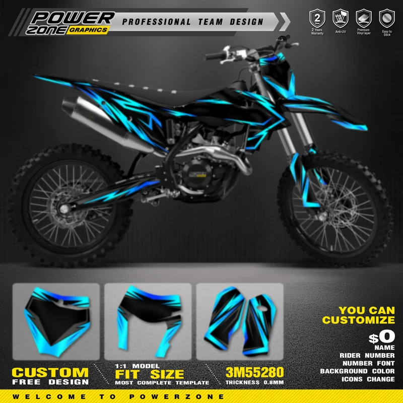 

PowerZone Custom Team Graphics Backgrounds Decals Stickers Kit For KTM SX SXF MX 2019-2022 EXC XCW Enduro 20-23 125 to 500cc 174