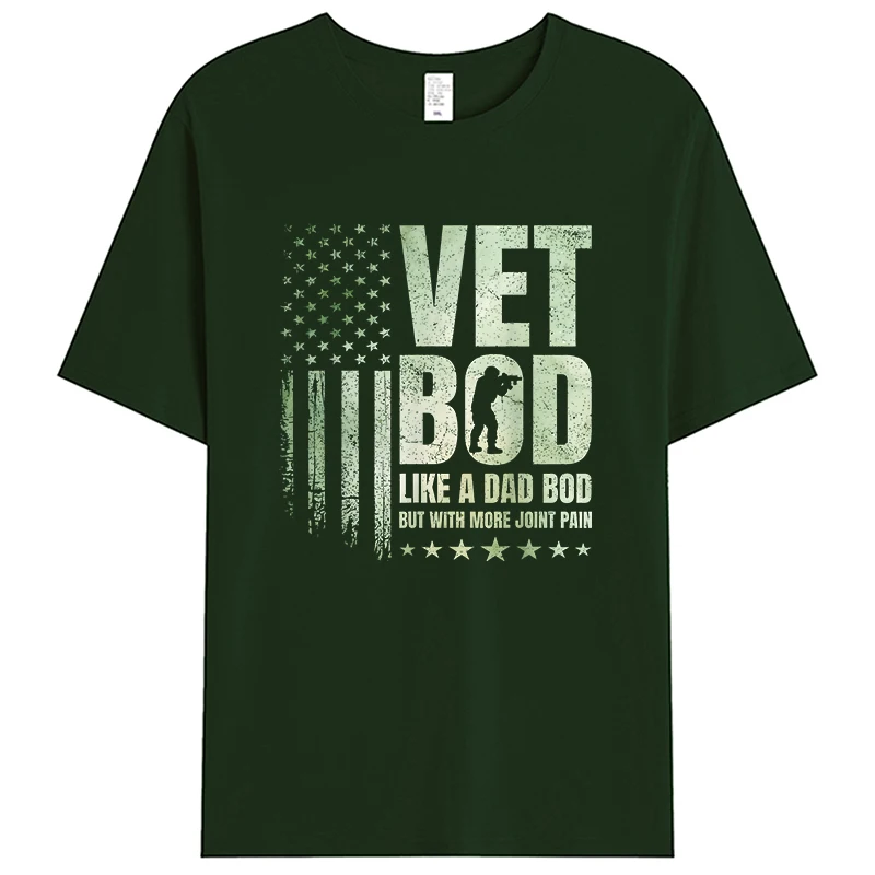 

Vet BOD Like A Dad BOD But With More Joint Pain Military Vet Женская и мужская футболка из 100% хлопка Футболки