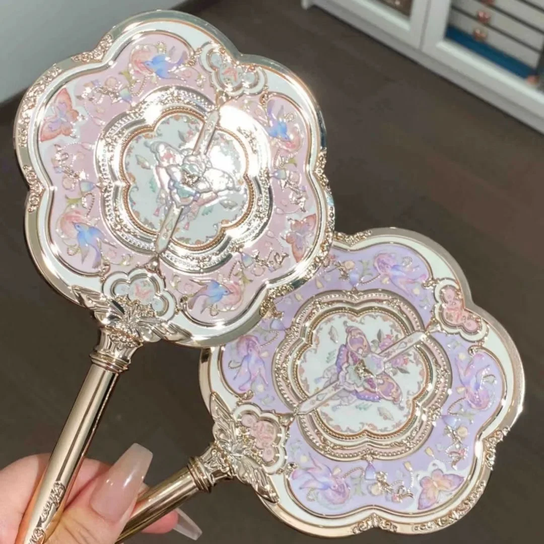 Flower Knows Butterfly Cloud Collar Collection Cosmetic Mirror Hand Holding Mirror Exquisite Relief Makeup Tools Mermaid Mirror