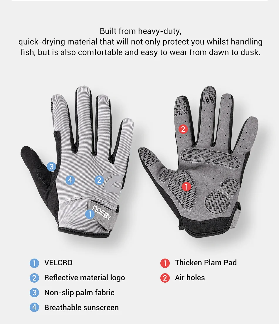 Noeby Angelhandschuhe UPF50+ Sonnenschutz UV-Schutz Schnell trocknend Anti-Rutsch Outdoor Kajakfahren Radfahren Angeln Schutz Sporthandschuhe – Detail 7