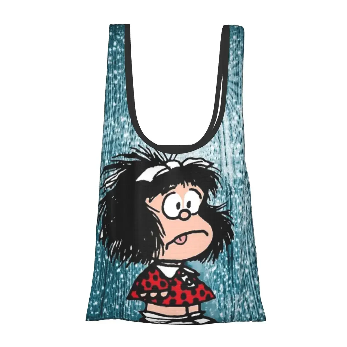 Mafalda Cute Portable Tote Shopping Bags Large Capacity Shopper Bag Grocery Handbag Shoulder Bag
