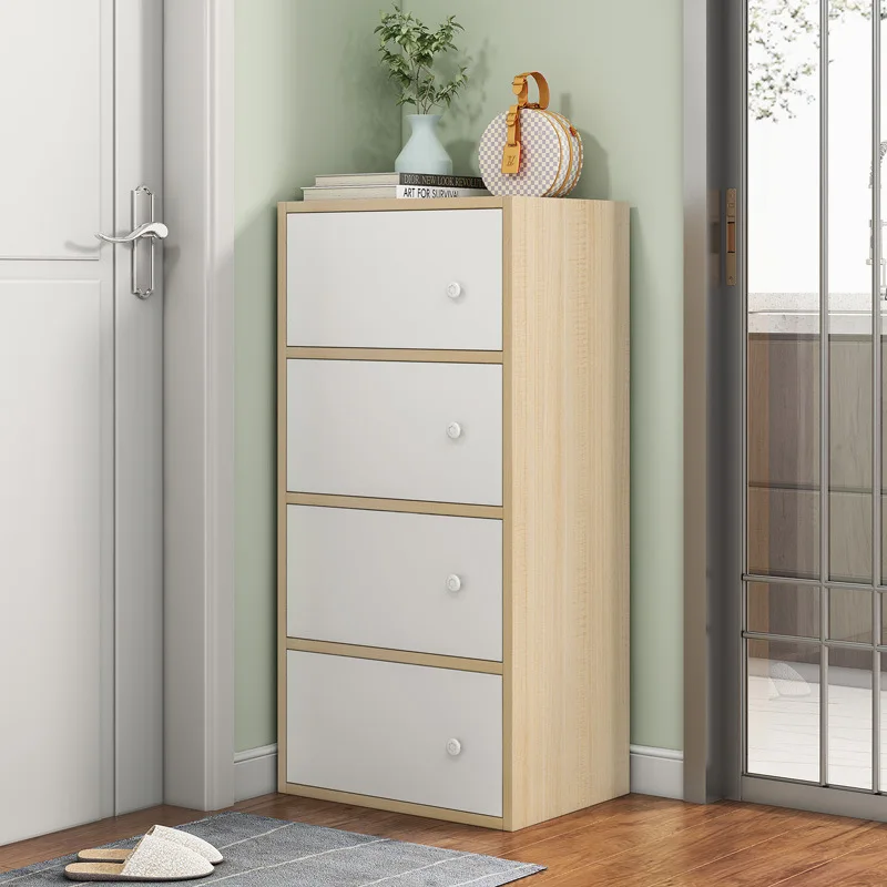 #Modern Design Economical Small Narrow Multi-layer Wooden Shoe Cabinet Space-Saving Dustproof Rack