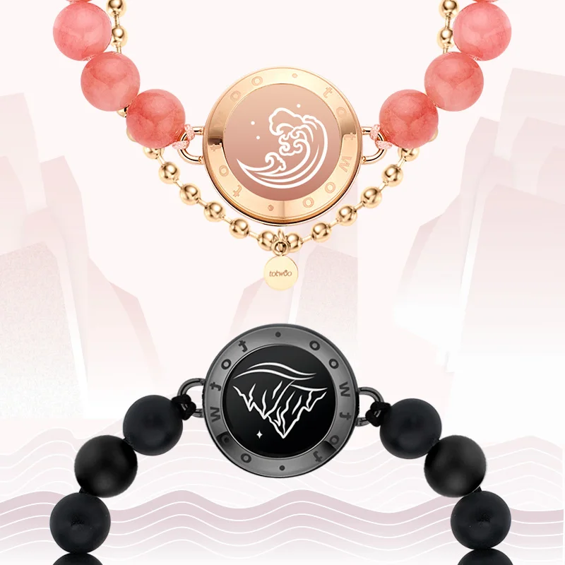 Pulseras TOTWOO Pulsera táctil de larga distancia para parejas, joyería de emparejamiento Bluetooth con vibración y luz