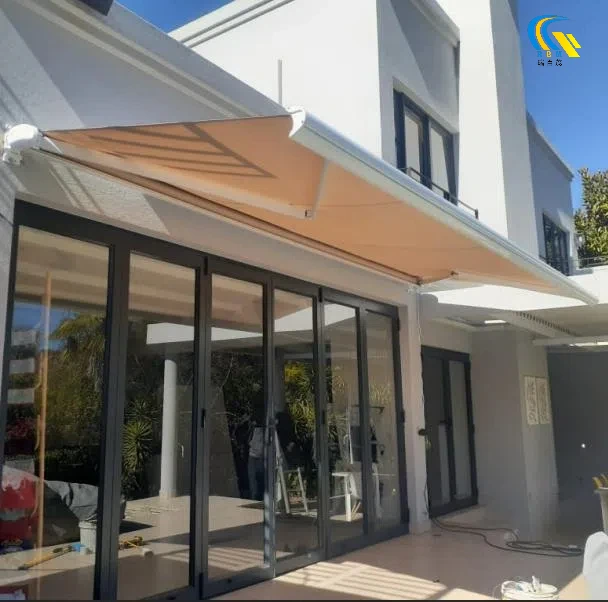 

Custom Striped Waterproof Roof Awning Outdoor Electric Retractable Wall Mounted Aluminum Alloy Folding Remote Control Factory