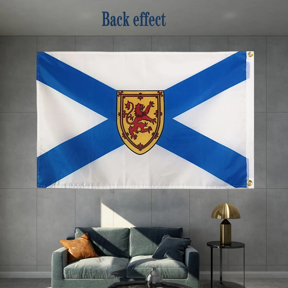 Flag Of Nova Scotia Canada Graphic Custom Printed Hanging Banner Decoration Sport Polyester Shaft Cover Grommets 3X5FT 90X150CM