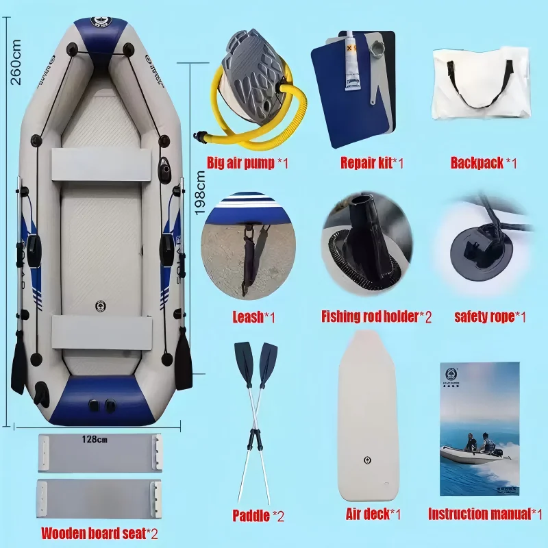 Inflável Fishing Boat Surf Kayak e Racing Boats 8.5FT Air Mat Piso Adulto portátil para o mar ao ar livre Watersport