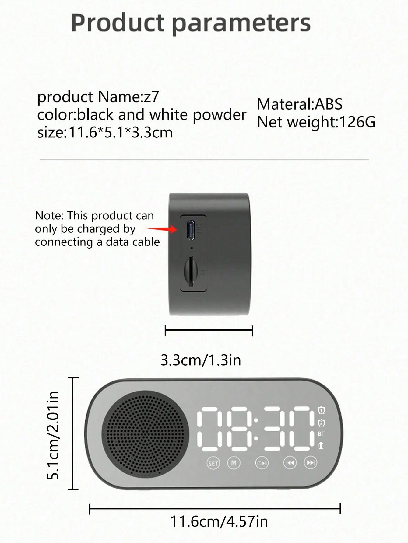 Wireless Bluetooth Speaker, Multi-functional Loud Subwoofer Clock, Mini Smart Alarm Clock Speaker