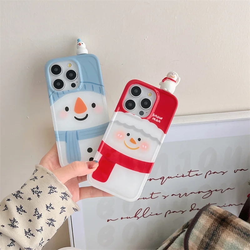 Casing ponsel syal Natal untuk iPhone, casing pelindung natal dan manusia salju lucu untuk iPhone 13 14 15 16 Pro max