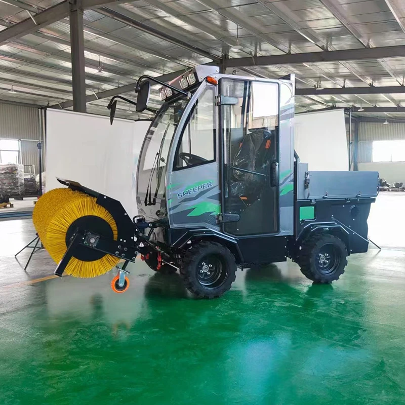 Snow Sweeper Hand Push Self Propelled 800mm Nylon Brush 6.5Hp  Powered 3 Working Heads for Courtyard Sidewalk Snow Removal