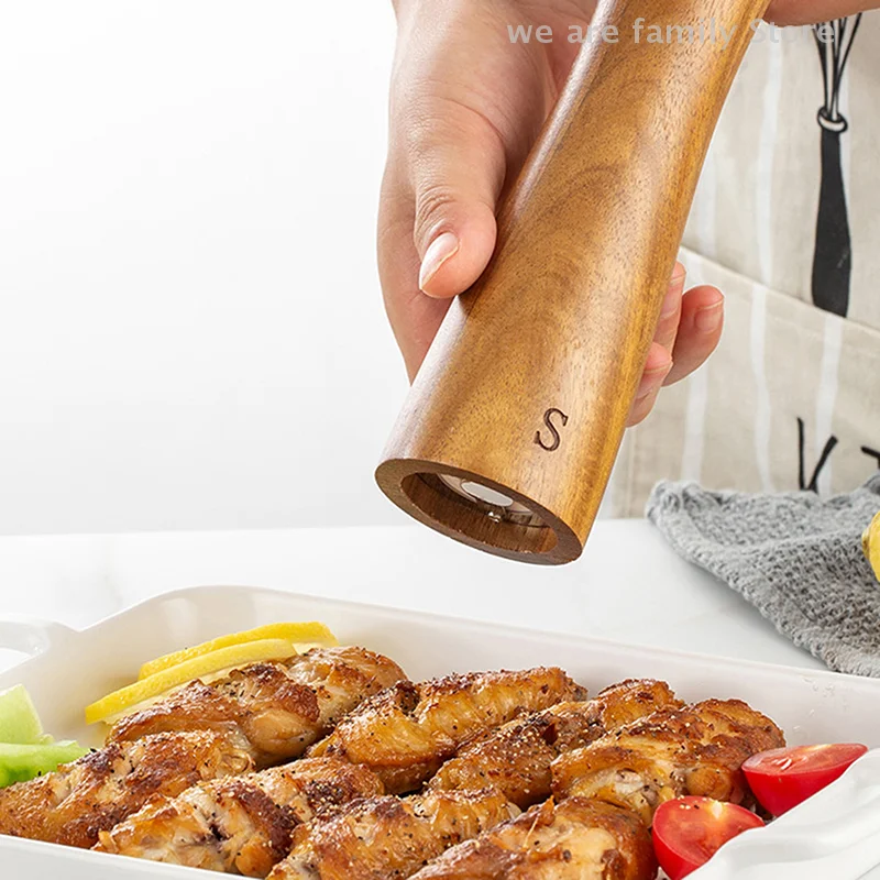 Molinillo de pimienta de madera, juego de botellas de molienda de sal marina, pimienta Manual de cocina, tarro de condimentos, núcleo de cerámica, regalo de cumpleaños