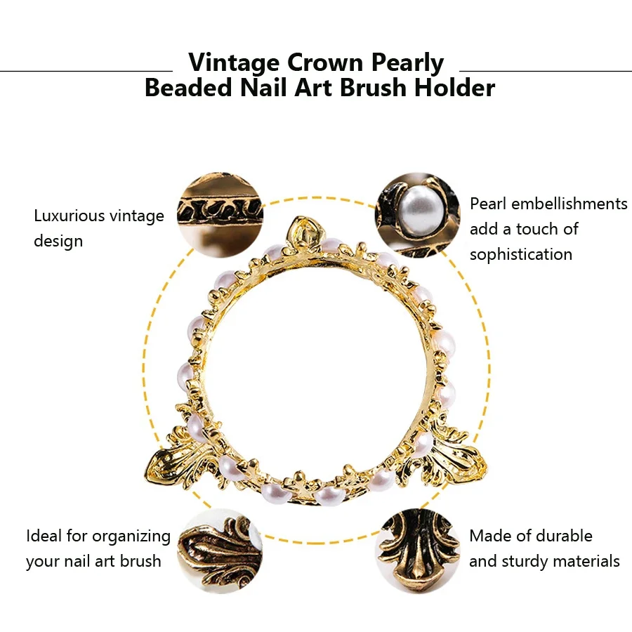 Kroon Ontwerp Nail Art Borstel Houder Set Pen Displayer Gereedschap Acryl Uv Gel Steun Voor Decoraties
