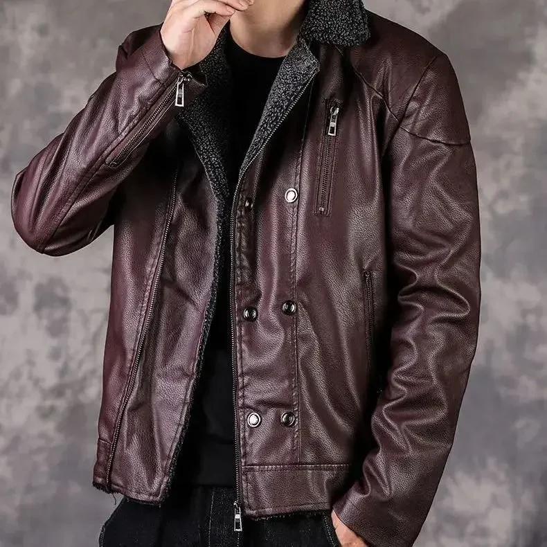 Slim Fit New In Men\'s Suit Jackets Thin Male Leather Blazer High Quality Vintage Coat Handsome Original Fashionable Trendy 2025