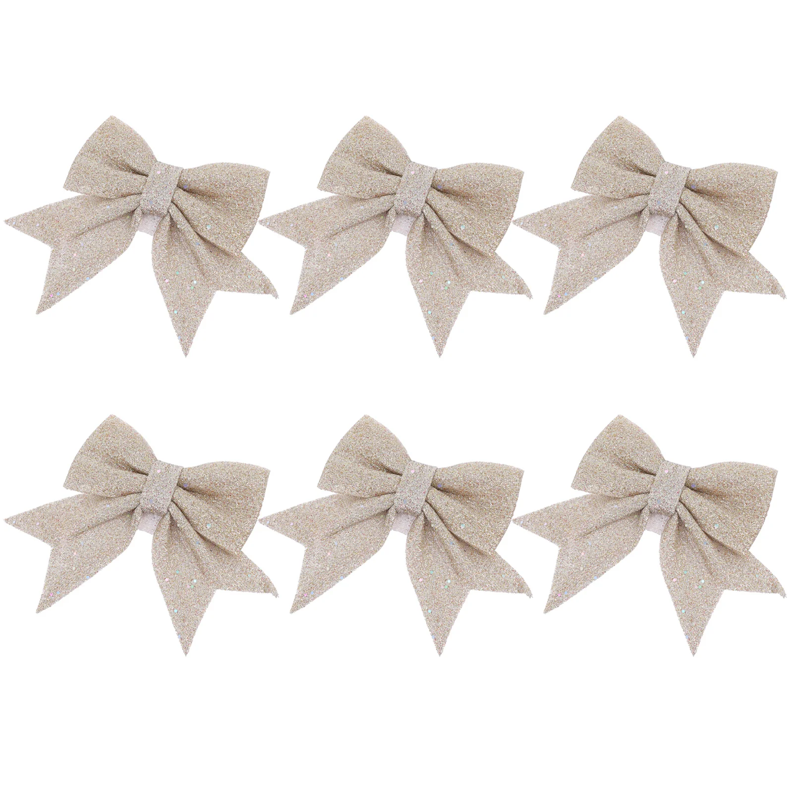 

6 Pcs Gold Christmas Decoration Bow Tree Silver Bows Hanging Pendants Decorations