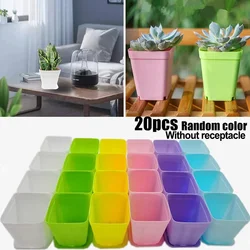 20pcs/set Mini Basin Square Flowers Pot Succulent Plant Trays Colors Mixing Home Office Decor DIY Gardens Supply