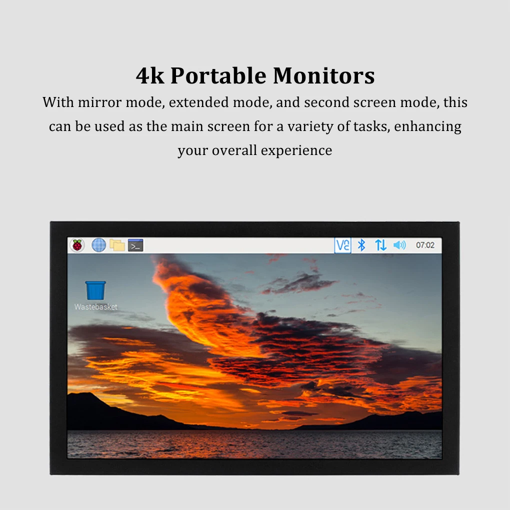 شاشة لمس عالمية 7 بوصة IPS LCD صغيرة متوافقة مع HDMI لـ Raspberry Pi 5 4 Windows PC وحدة تحكم ألعاب مع حامل حافظة