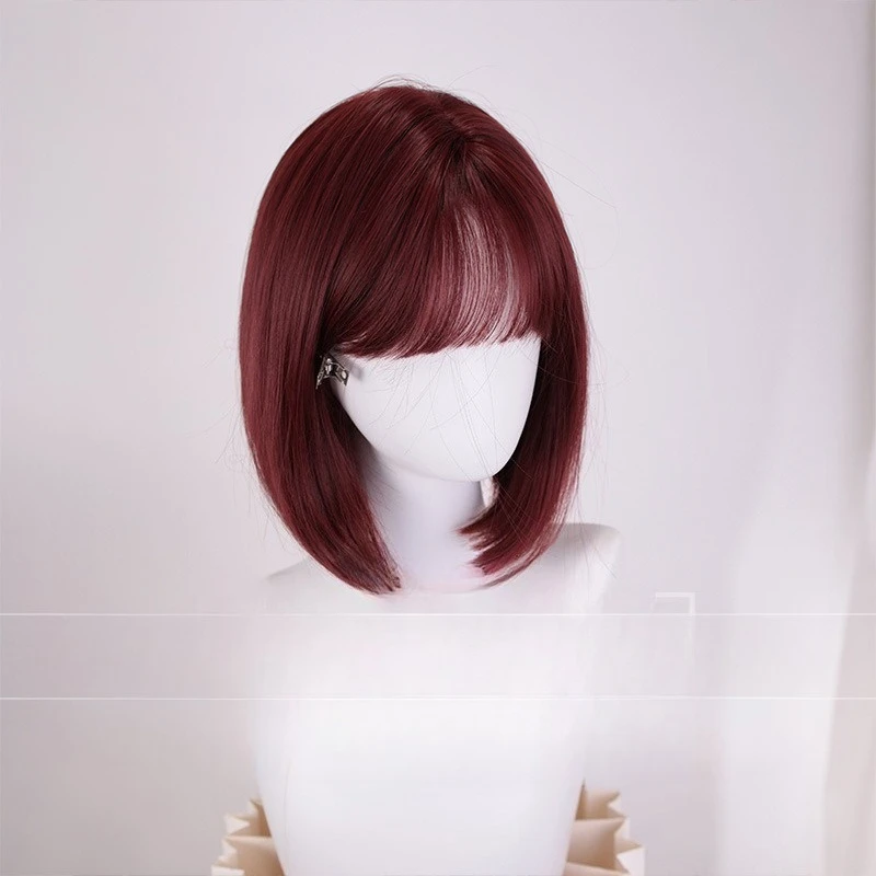 

Wig daily natural short hair jkbobo cute lolita realistic bangs full head wig