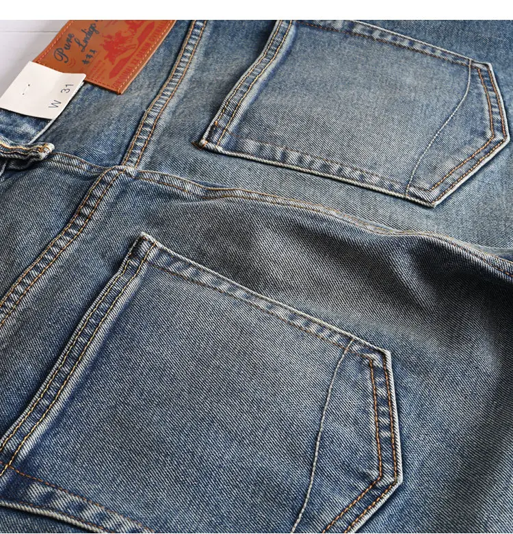 Heavyweight Selvedge Slightly Stretch Vintage Washed Straight Denim Jeans - Japanese American Retro Men's Casual Pants Amekaji