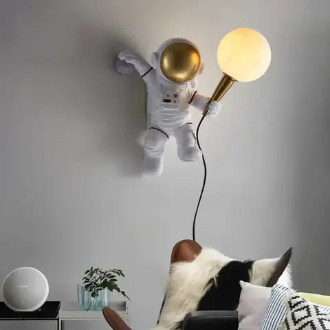Astronaut vägglampa månutforskning sängbordslampa harts 3D-utskrift månvägglampor rymdman resande dekoration vägglampa 10 best sales månvägglampa - №6