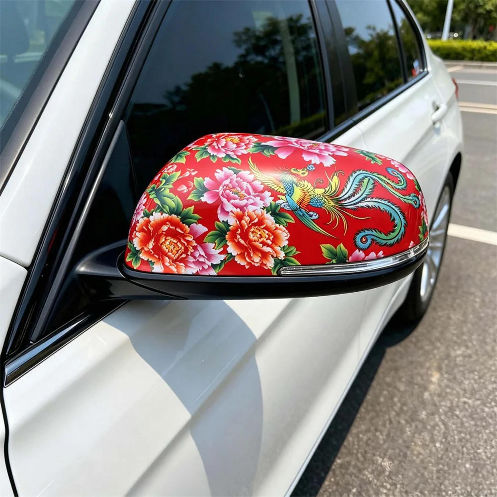 Red Phoenix‌ Flower Chinese Style Vinyl DIY Air Release Car Wrap Film for Car Motor Bike Color Change Film
