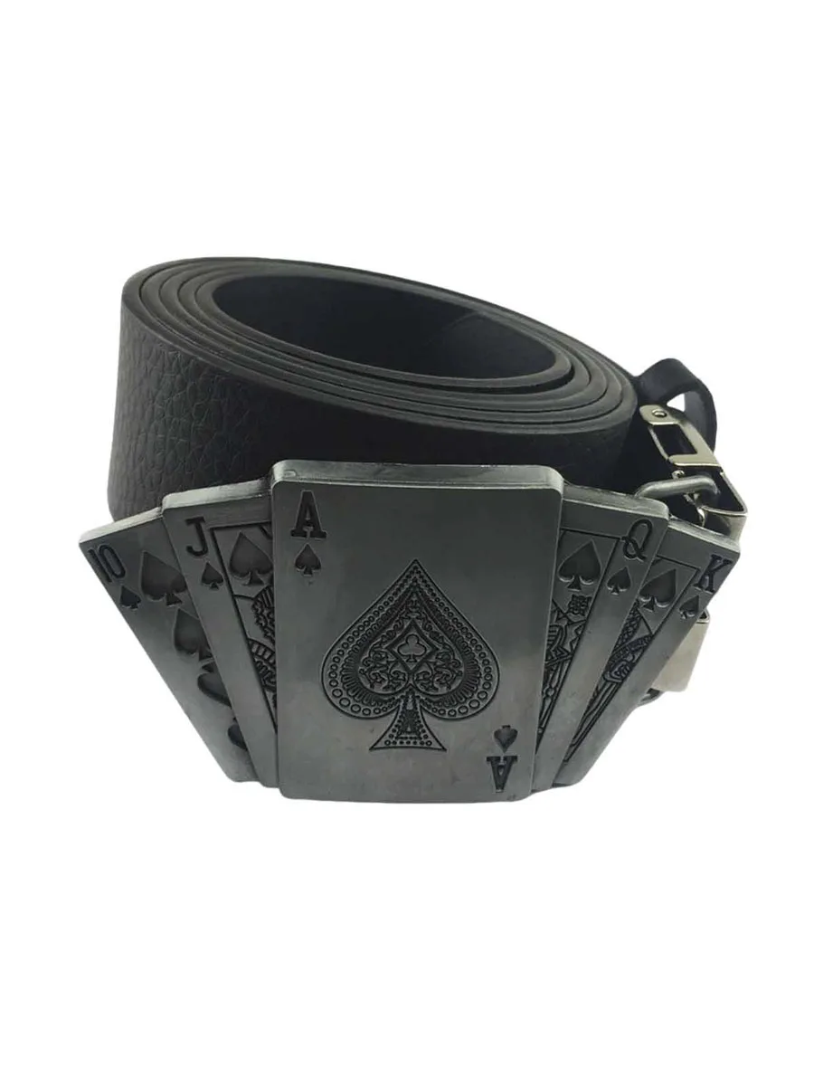 Retro Glückskarten-Design Herren-Gürtelschnalle mit Straight Flush Motiv für viel Glück