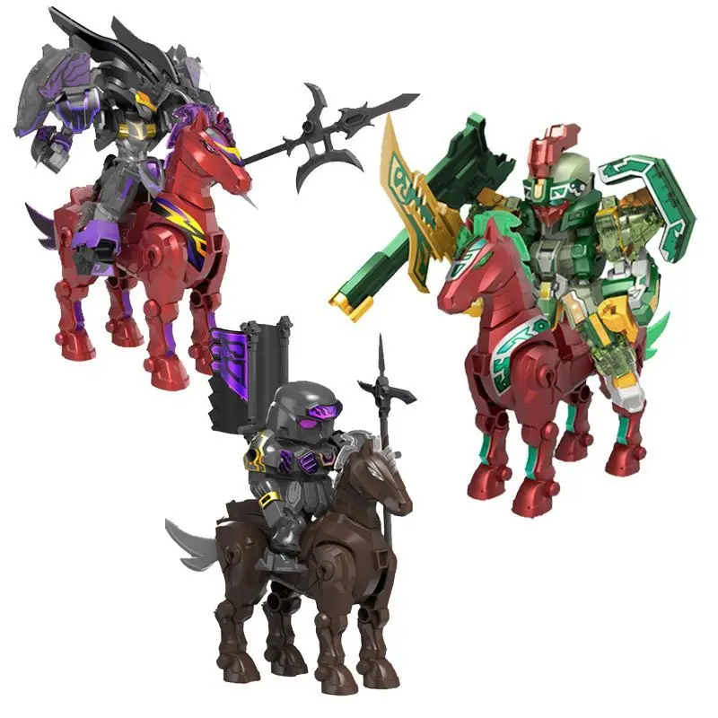 

New Three Kingdoms Series LvBu Guan Yu Cavalry Building Blocks Mech Assembly Model Ornament Children's Puzzle Toys Festival Gift
