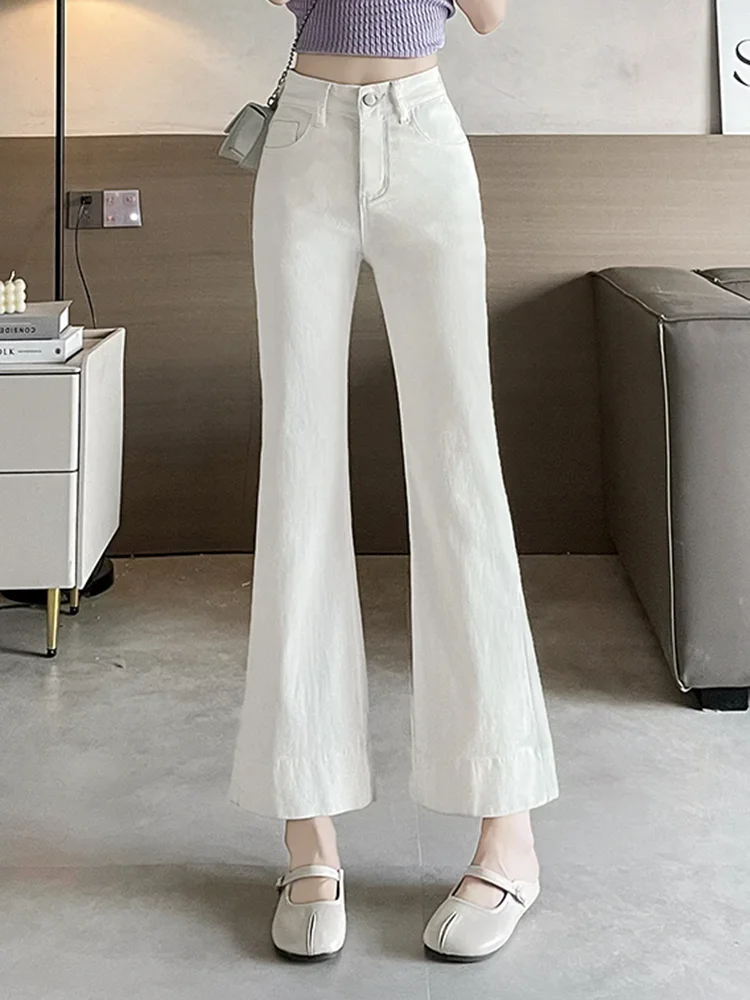 春秋ピンクヴィンテージフレアジーンズ女性カジュアルハイウエストストリートワイドレッグデニムパンツ韓国ファッションスキニー Vaqueros 新しい