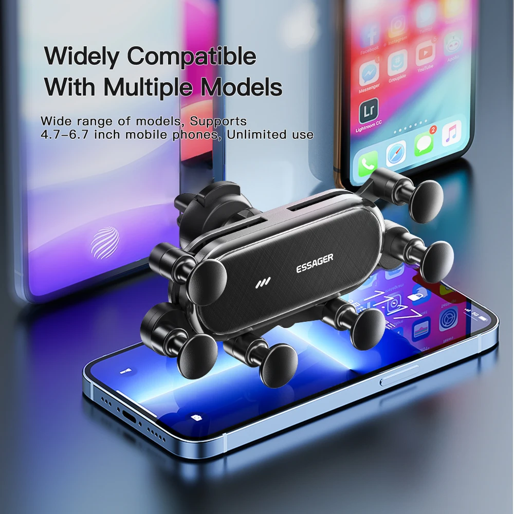 Essager Six Points Gravity Car Phone Holder Air Vent Clip GPS Mount Stand For iPhone 14 Samsung Xiaomi Smartphone Holder Support