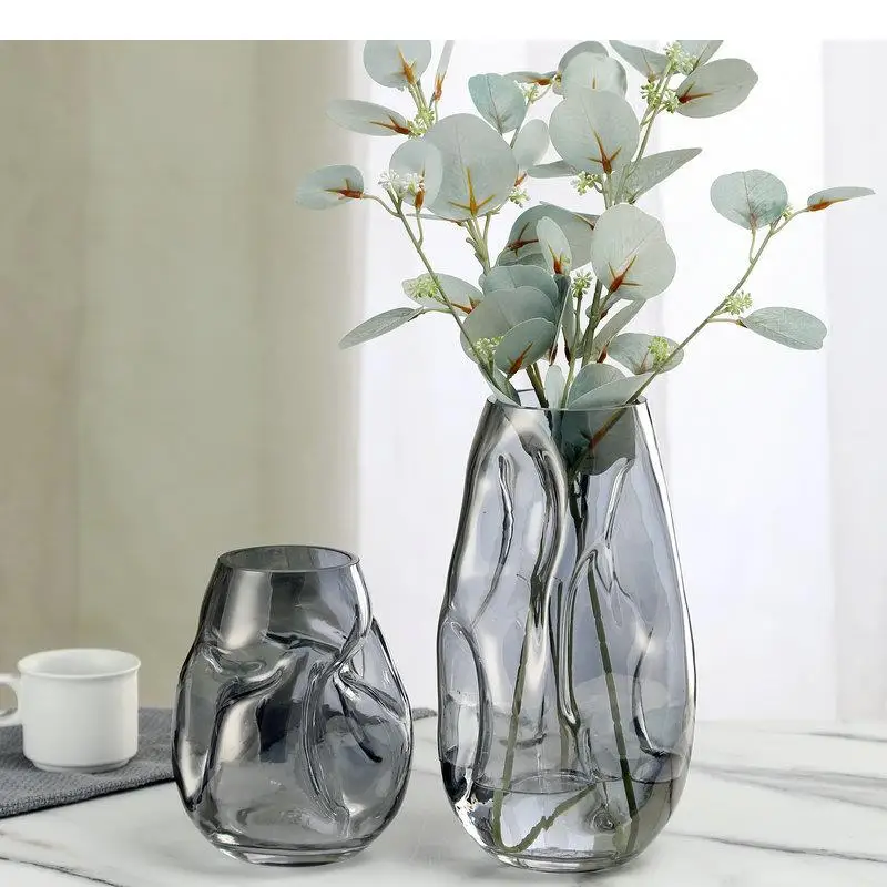 Irregular Twist Glass Vase Desk Decoration Hydroponics Flowers Pots Flower Arrangement Modern Home Decor Floral Vases