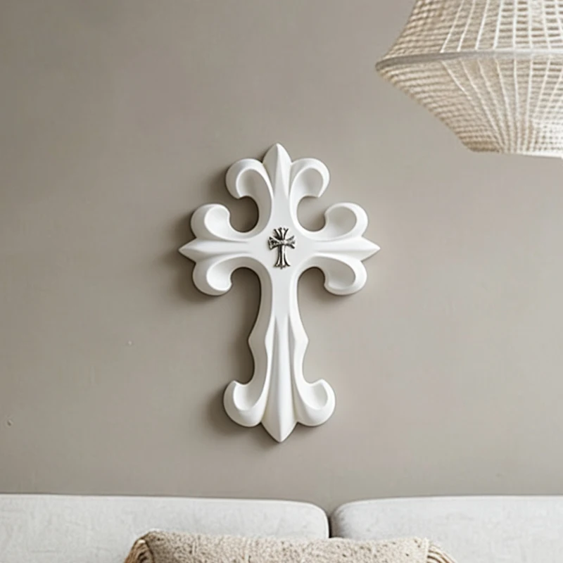 Vintage Cross Ornament Retro Carving Cross Decoration Home Living Room Bedroom Wall Decoration Gift - view 4