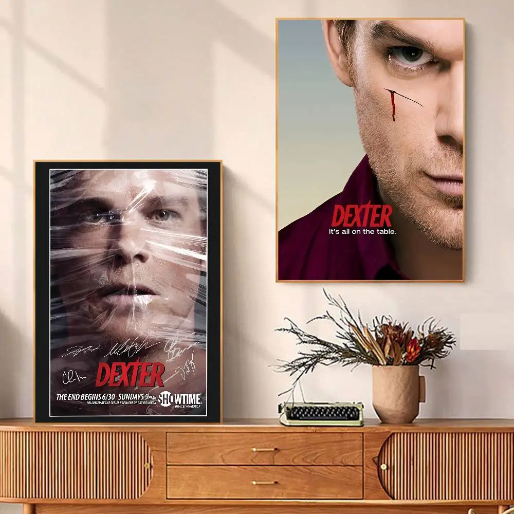 ملصقات رعب كلاسيكية أمريكية من Dexter ملصقات كلاسيكية كلاسيكية مطبوعة بالورق الأبيض ملصقات فنية لديكور غرفة Kawaii