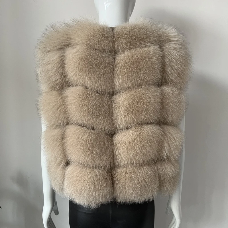 kejinyuan gilet in vera pelliccia di volpe e pelliccia di procione da donna naturale invernale caldo senza maniche