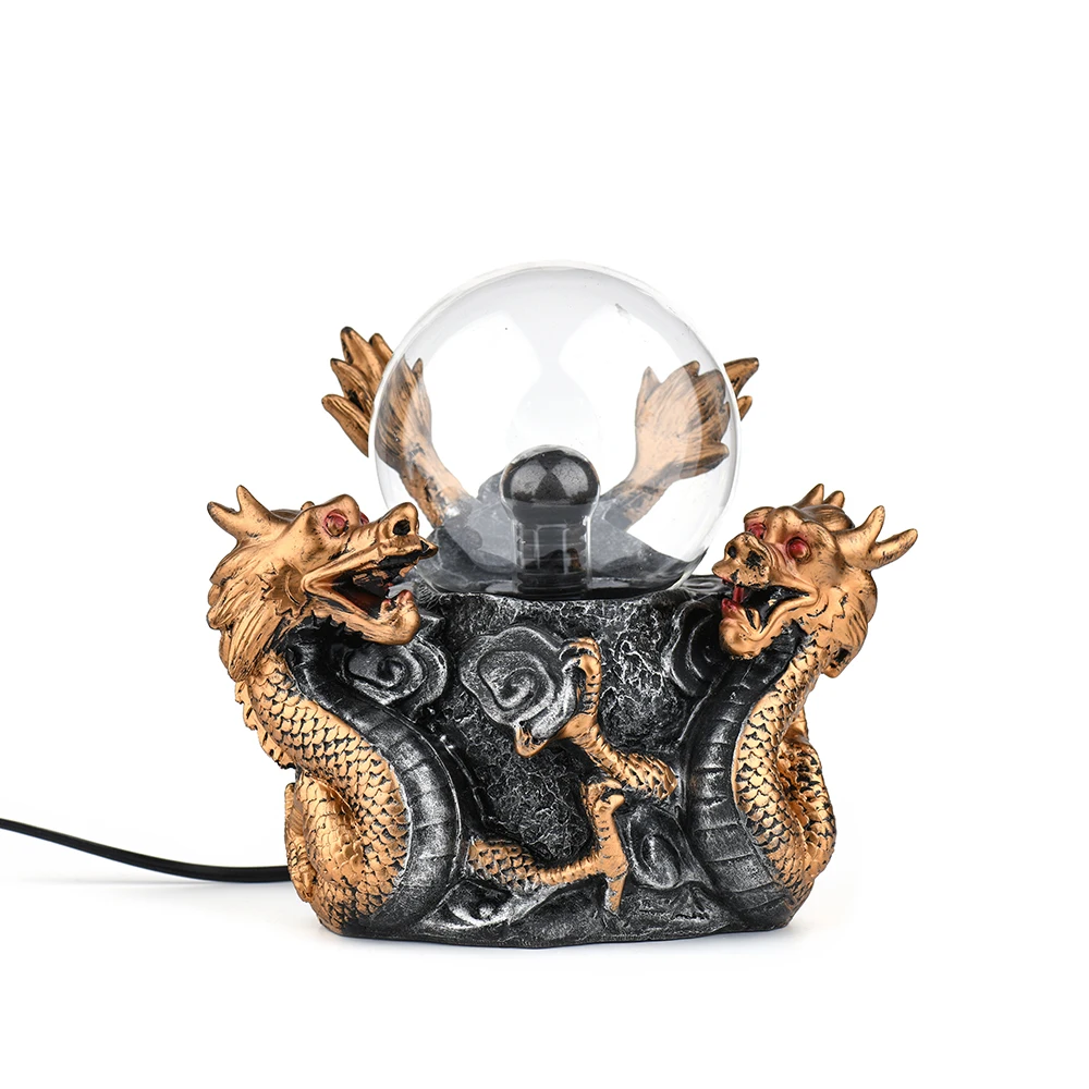 Hurrahing China Golden Dragon Plasma Lamp 4-Inch Atmospheric Night Light Desktop Decor Halloween Gift Sale