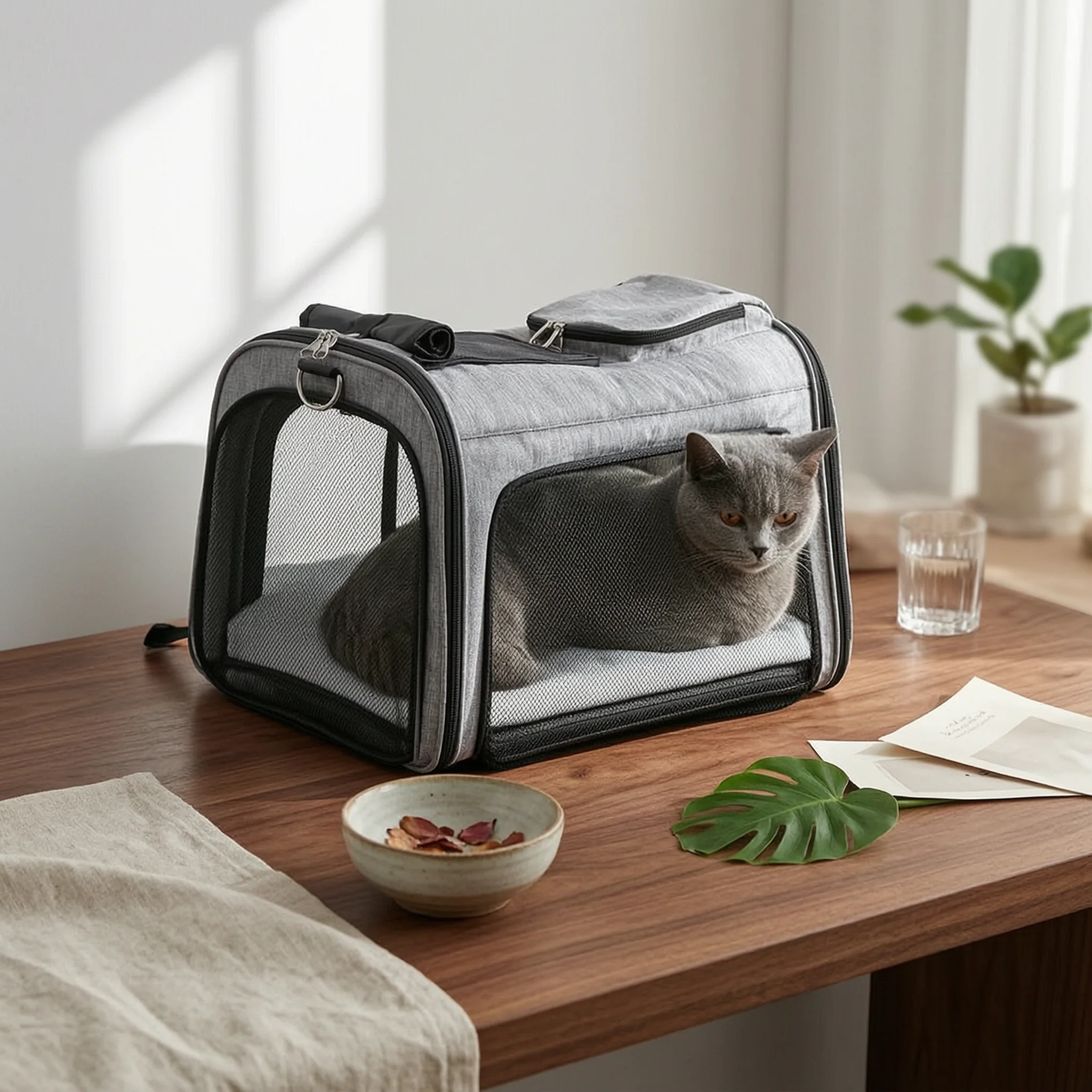 Expandable Pet Carrier Backpack Comfortable Expandable Pet Backpack Bag Long-Lasting Sturdy for Cats, Travel, Vet Visits