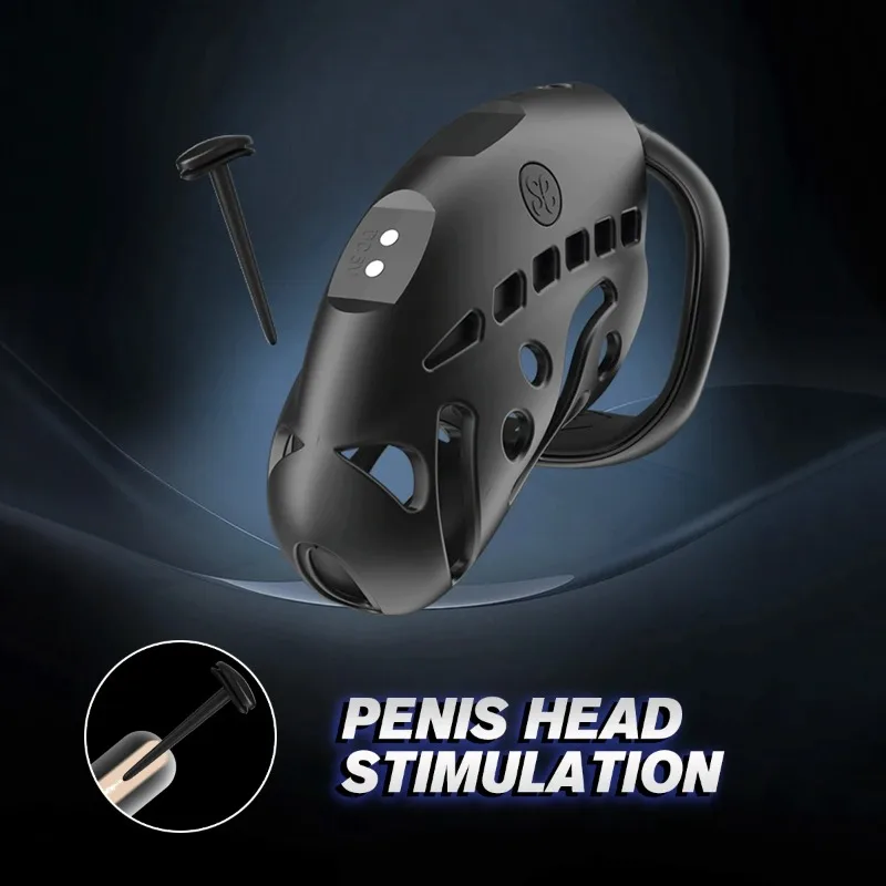 BDSM Wireless Remote Chastity Cage E-Stim Cock Ring Lock with Electric Pulse Shock Vibrate Male PenisCage Adult Electro Sex Toys view 5