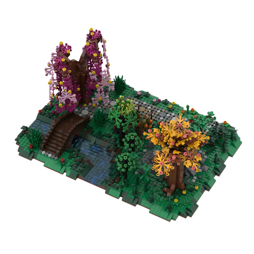 Gobricks MOC Monster Worlds Forest Druids Groves Model Building Blocks Classic Modular Garden with Coffee Shop Bricks Kids Toy