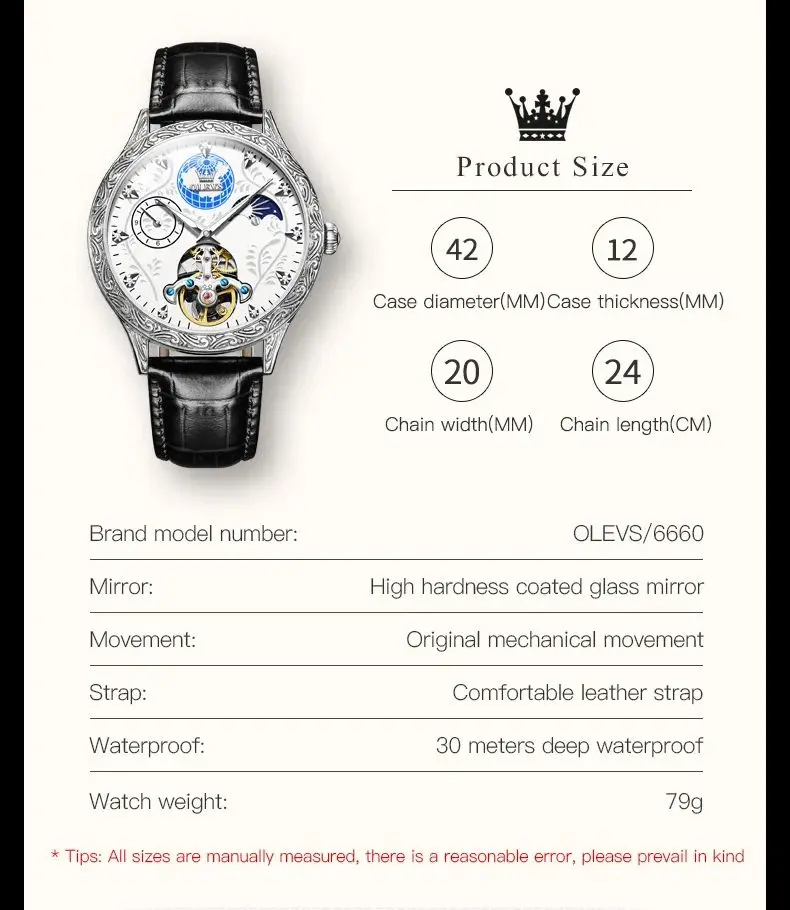 OLEVS 6660 Classic Hollow Skeleton Mechanical Watch For Men Moonswatch Top Brand Business Hand Clock Waterproof Luxury Man Watch