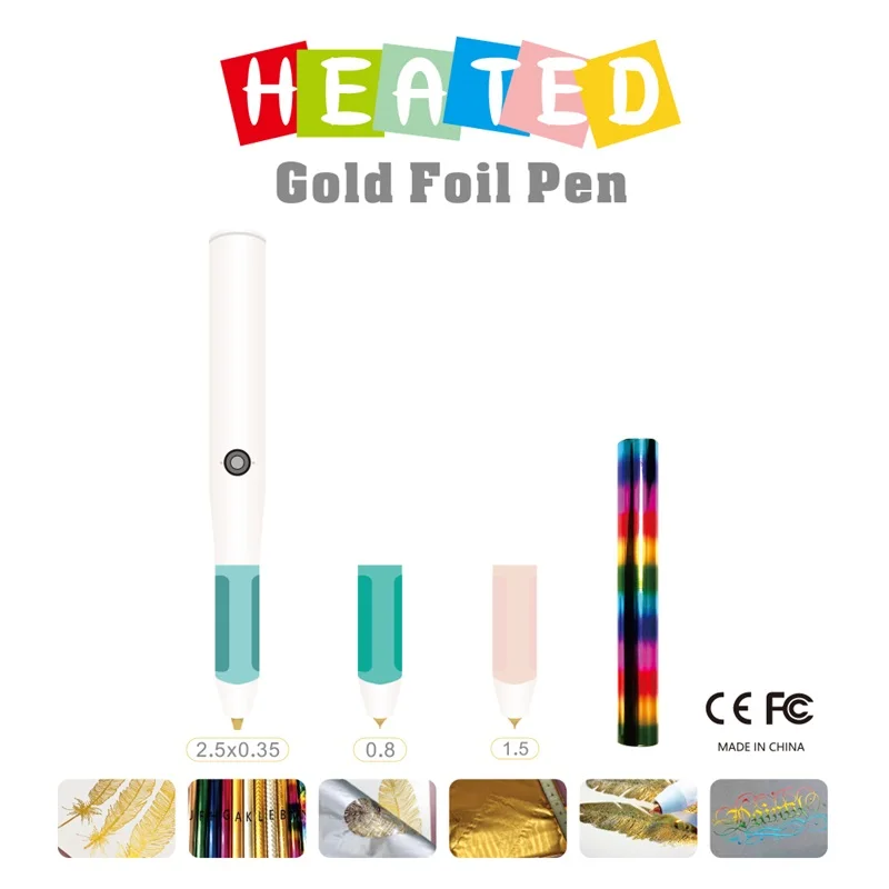 All-In-One-Kit Heat Foil Pen Usb Powered Family with Hot Stamping Foil Paper for Scrapbooking Diy Pohto Card Convertible Pen Tip