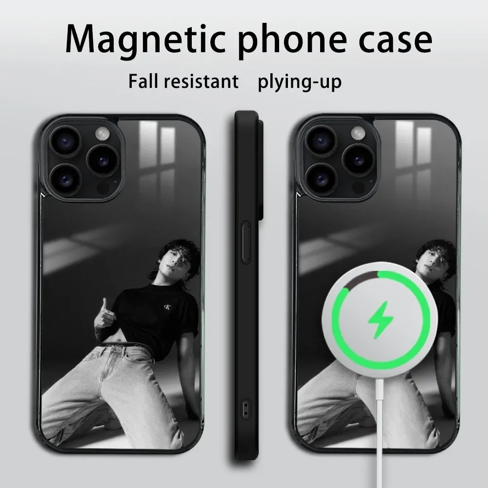 Korea E-Euphoria J-Jungkook-K-KPOP  Phone Case For iPhone 16 15 14 13 12 11 Pro Max Plus Mini Magsafe Mirror Wireless Magnetic C