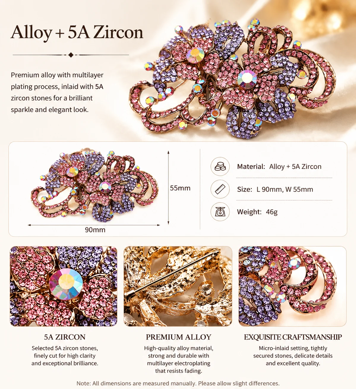 New Fashion High-end Fine Double Flower Visitor Gift Brooch Clothing Accessories Banquet Wedding Jewelry Brooches for Women