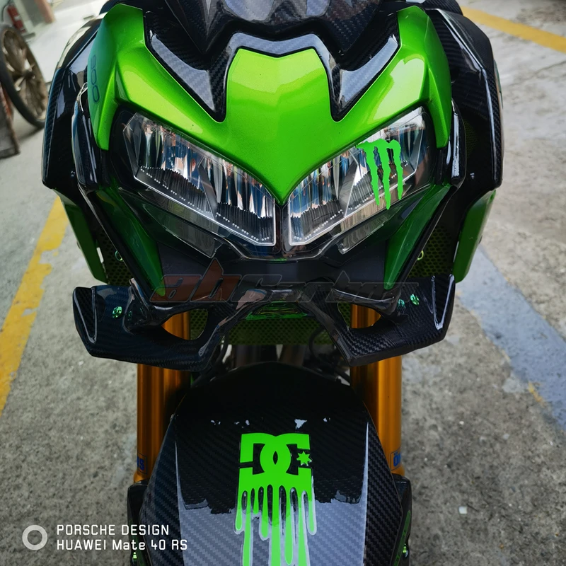 

Front Head Wings Fairings Trim Cowling For Kawasaki Z900 2023 Full Carbon Fiber 100% Twill & Forged
