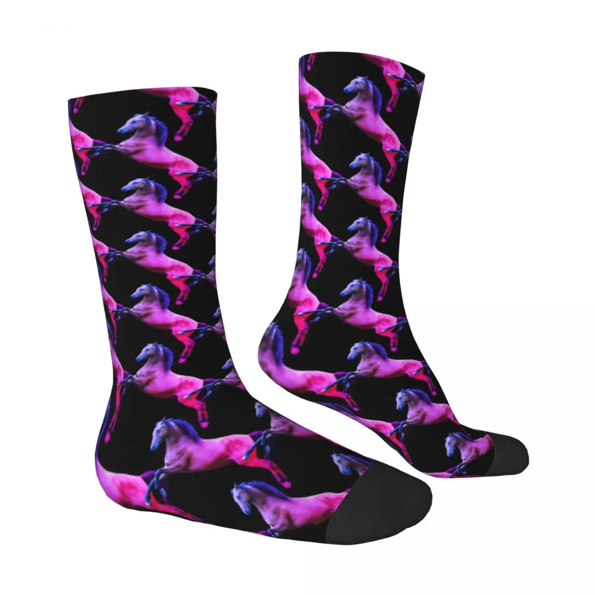 Pink Horse Socks Pretty Animal Print Casual Stockings Autumn Anti Skid Female Socks Comfortable Design Climbing Socks